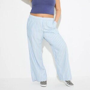 Torrid Pants 2X Lovesick Blue Stripe Pull On Lounge Boxer Relaxed Fit Plus Size